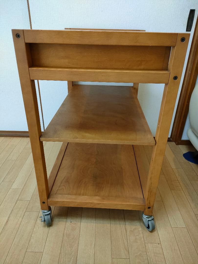 【無印良品】【天然木】【炊飯器、レンジ台】引出し キッチンワゴン キャスター付