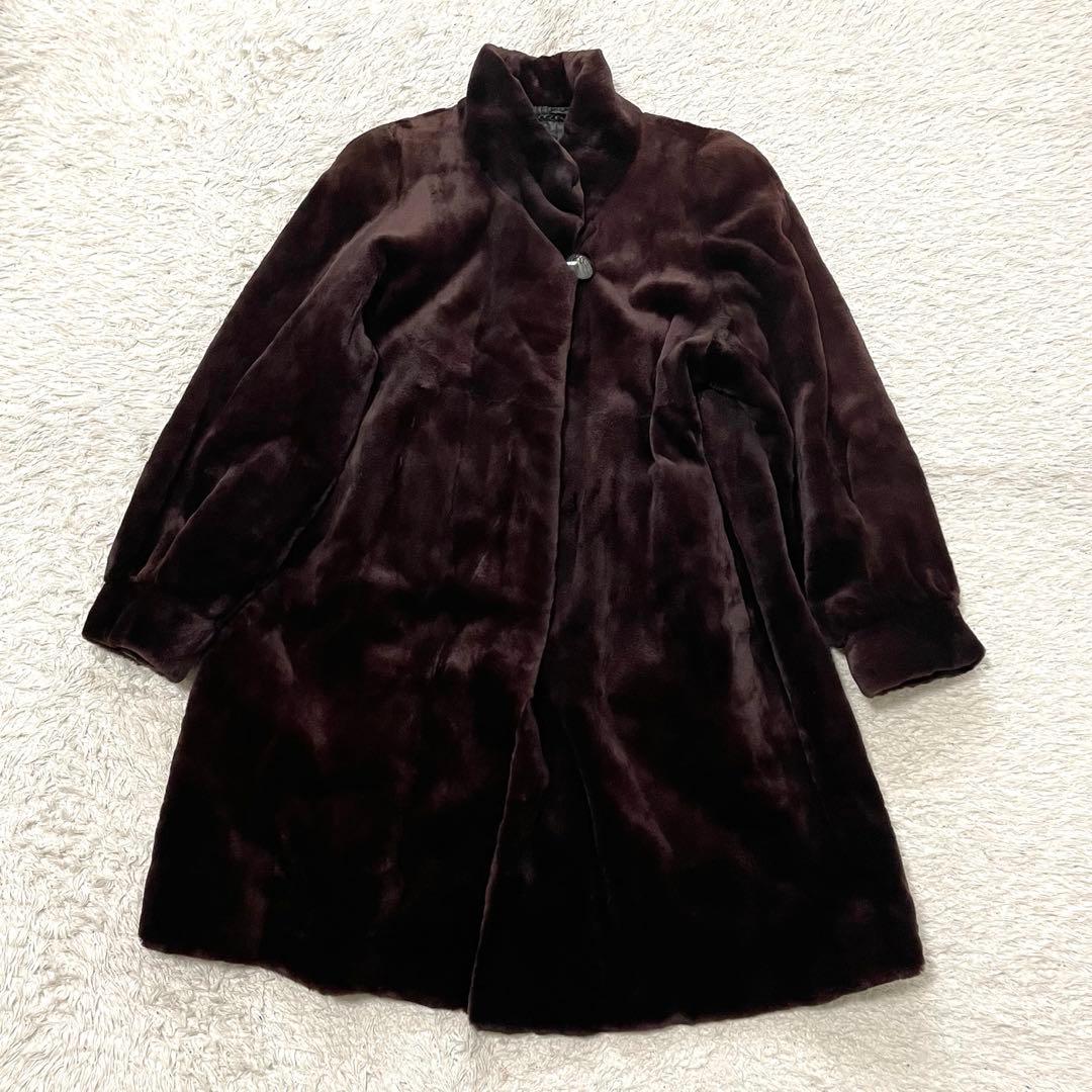 美品 サガロイヤル ミンク 毛皮 リアルファーコート ブラウン