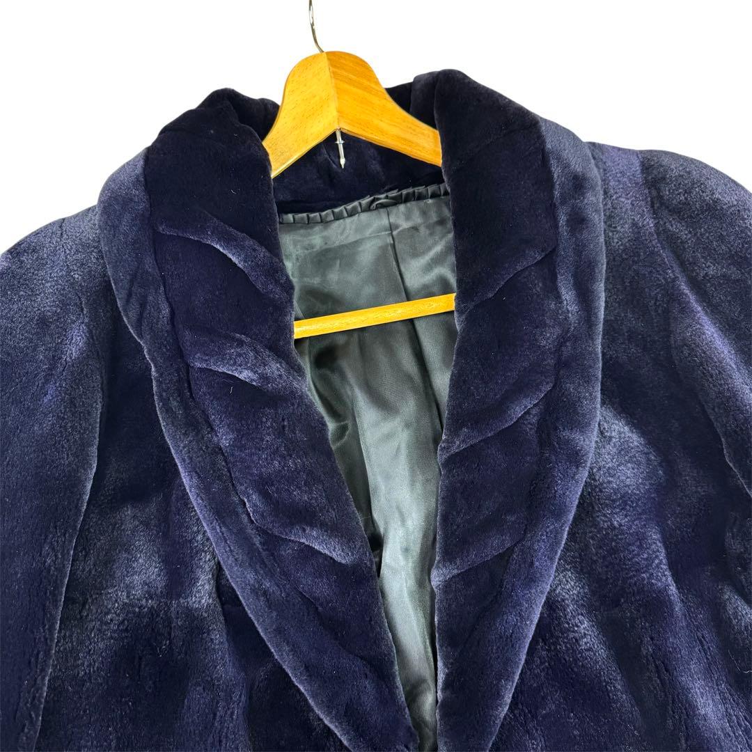 裾周り210 ミンク シェアード パープル コート フレア デザイン◎ XL相当