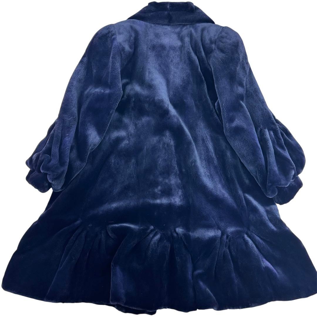 裾周り210 ミンク シェアード パープル コート フレア デザイン◎ XL相当