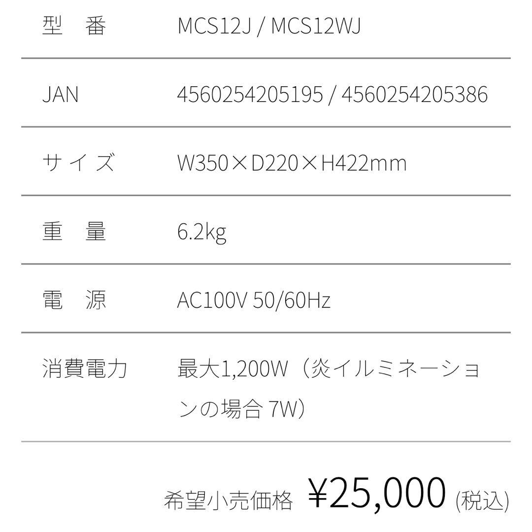 ほぼ新品　Dimplex 電気ヒーターMicroStove MCS12WJ