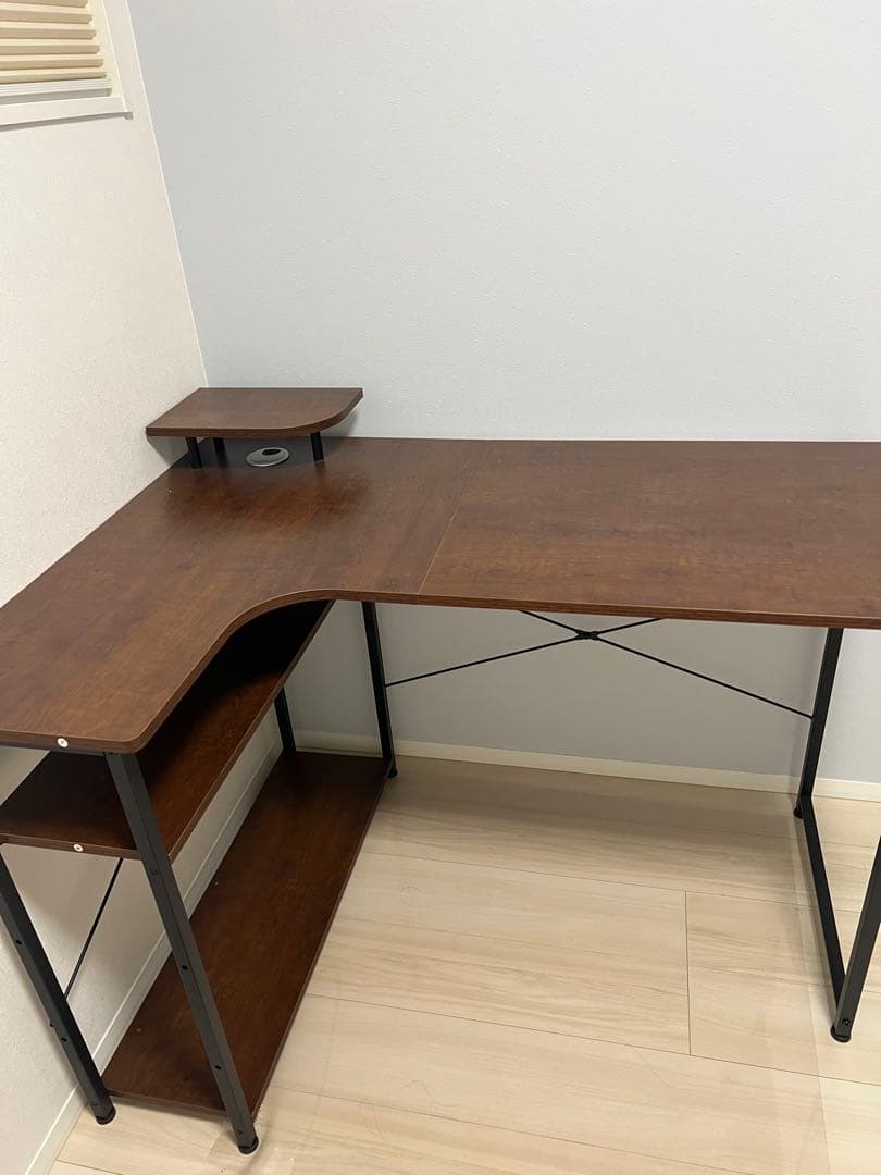 【★必ず確認　売り切りたいので最終値下げ！】L字型パソコンデスク　ダークブラウン