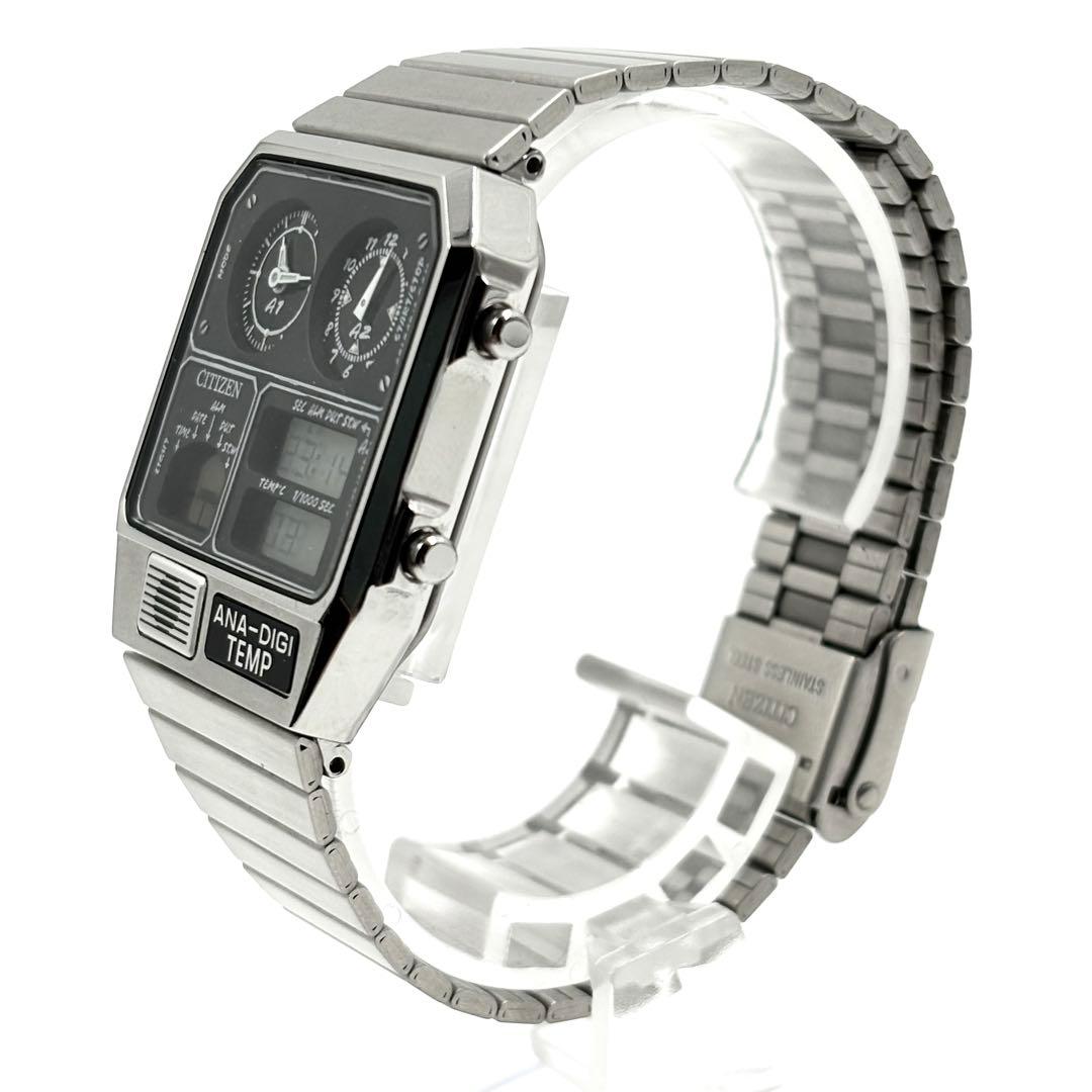 【美品】 シチズン ビームス 別注 アナデジ テンプ 腕時計 ブラック 稼働