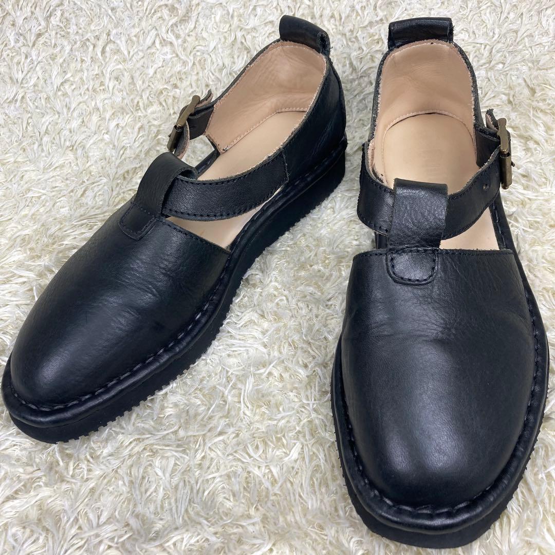 『美品』PUNTO PIGRO Tストラップ レザーシューズ ブラック レザー