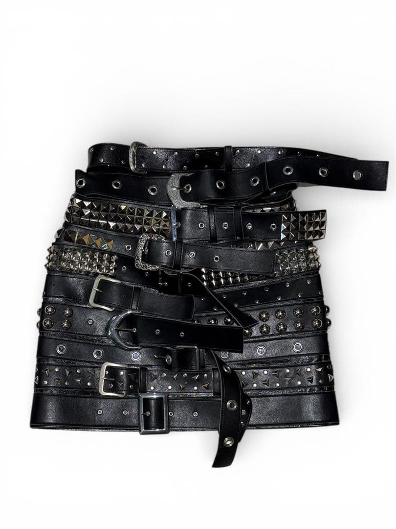 ジュンヤワタナベ JUNYAWATANABE ベルト スタッズ スカート レザー