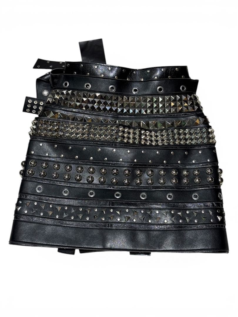 ジュンヤワタナベ JUNYAWATANABE ベルト スタッズ スカート レザー