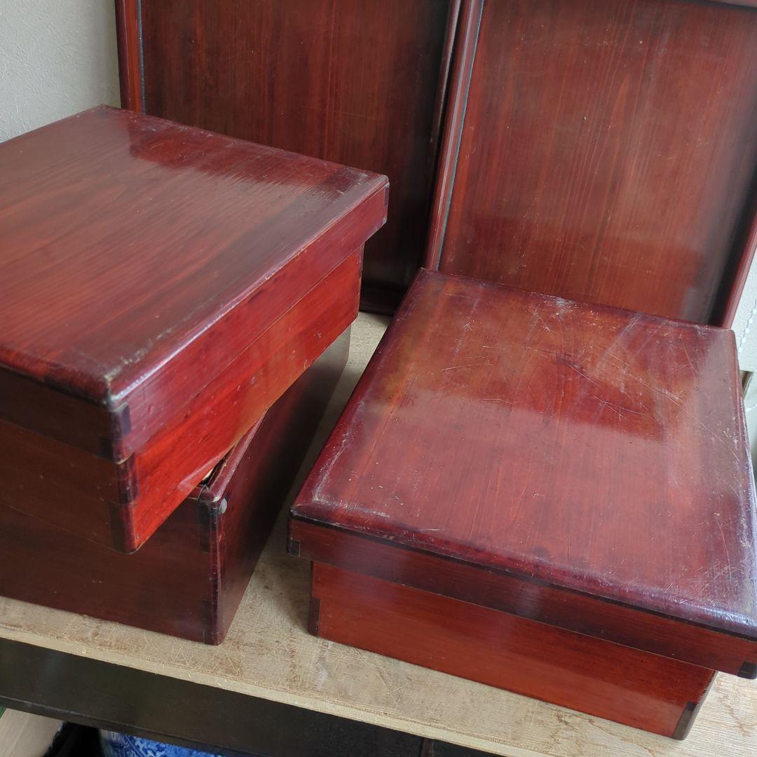 骨董 入れ子 切溜 いれこ 七段重箱 木製 漆器 木箱 7セット アンティーク