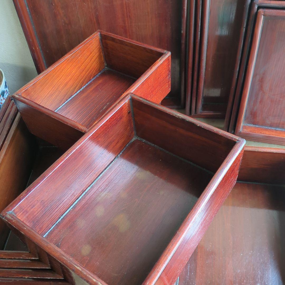 骨董 入れ子 切溜 いれこ 七段重箱 木製 漆器 木箱 7セット アンティーク