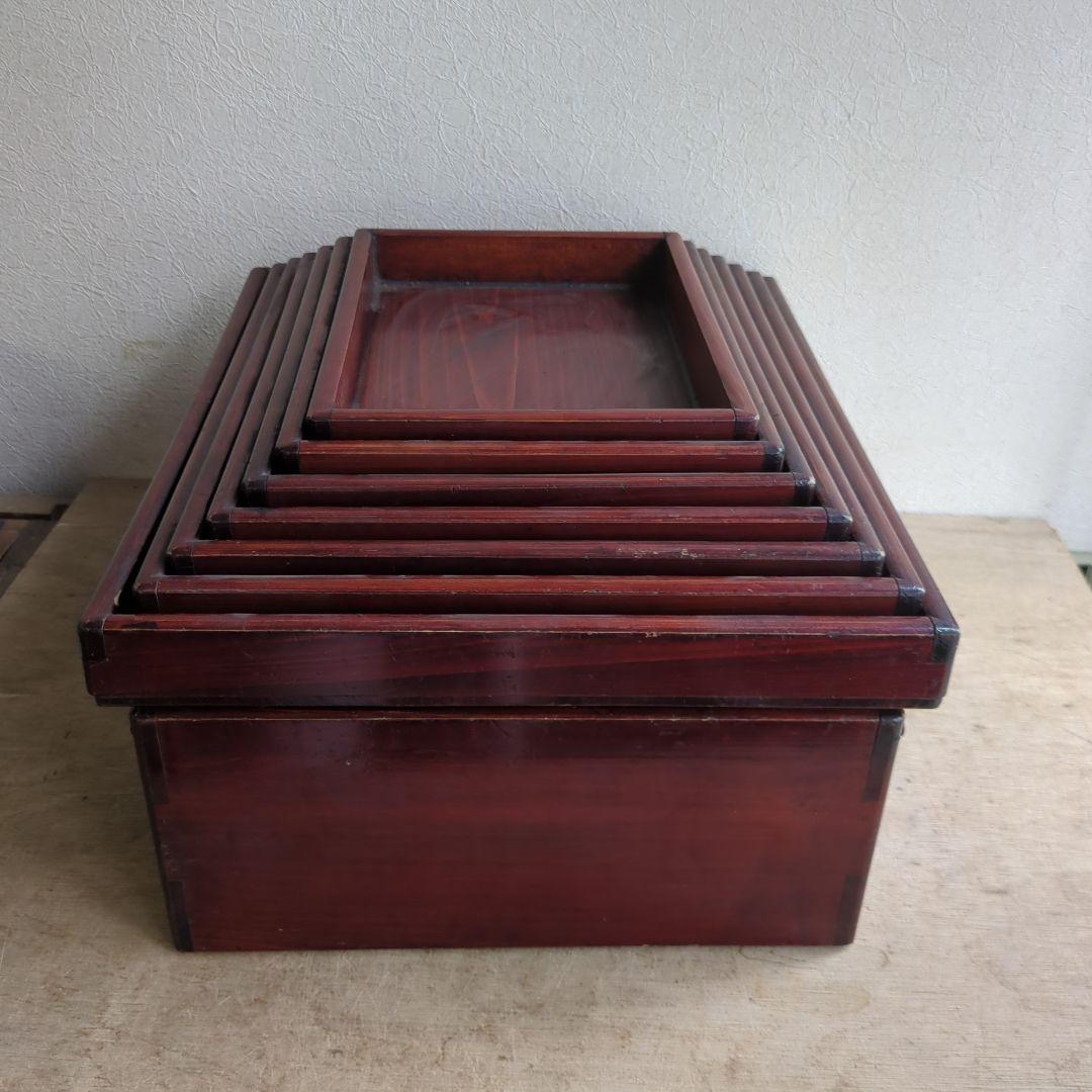 骨董 入れ子 切溜 いれこ 七段重箱 木製 漆器 木箱 7セット アンティーク