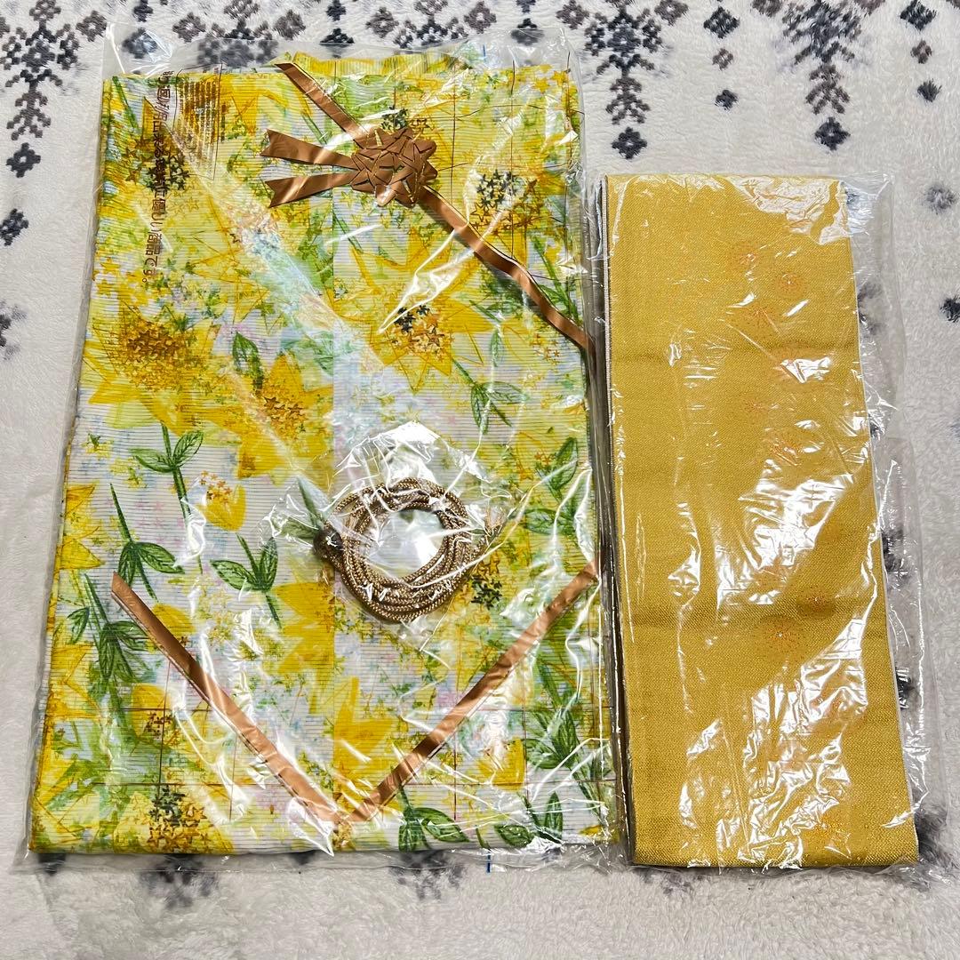 美品♡金子みすゞ　浴衣　帯帯締めセット　綿素材