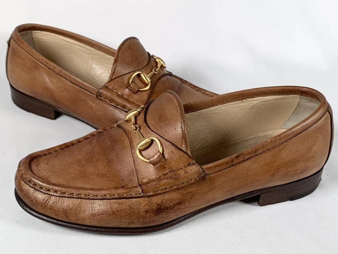 【正規】美品 グッチ GUCCI レザー ホースビットローファー 37 1/2