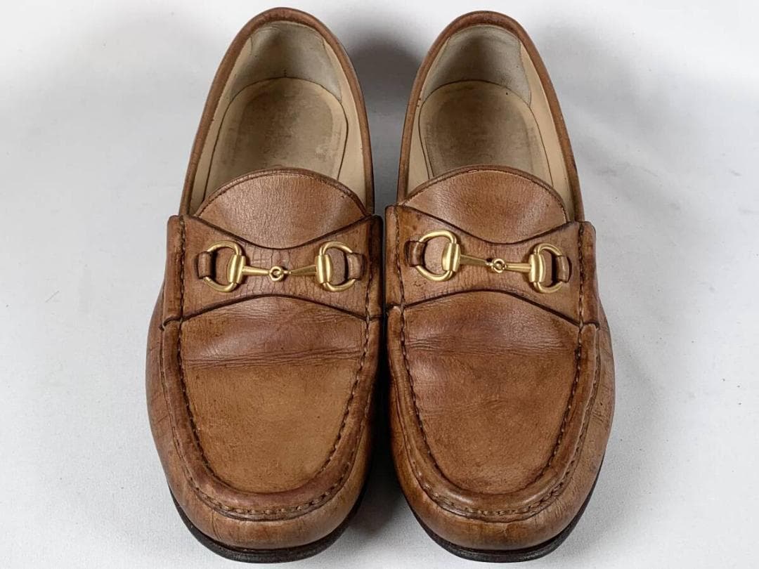 【正規】美品 グッチ GUCCI レザー ホースビットローファー 37 1/2