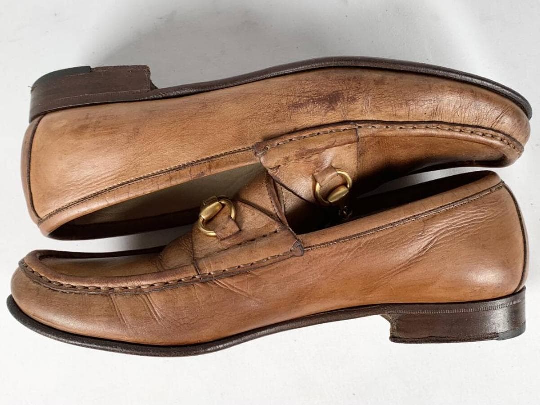 【正規】美品 グッチ GUCCI レザー ホースビットローファー 37 1/2