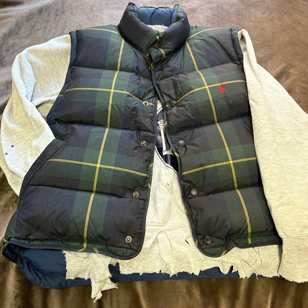 キ*カ様 Ralph Lauren 名作 ブラックウォッチ ダウンベスト　80'