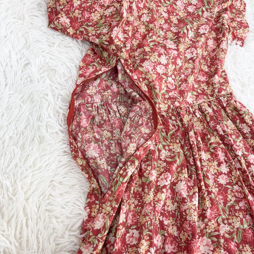 美品　ローラアシュレイ　ロングワンピース　花柄　ギャザー　プリーツ　ビンテージ