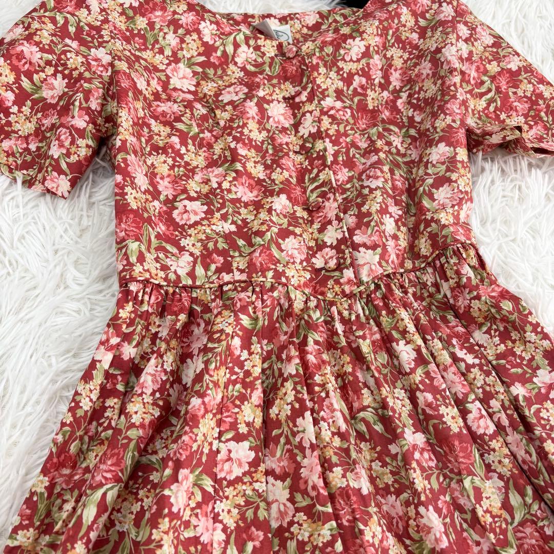 美品　ローラアシュレイ　ロングワンピース　花柄　ギャザー　プリーツ　ビンテージ