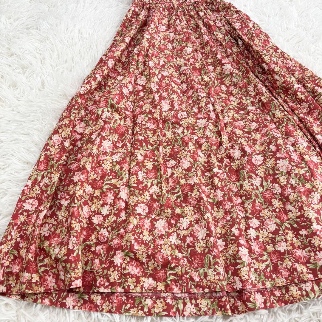 美品　ローラアシュレイ　ロングワンピース　花柄　ギャザー　プリーツ　ビンテージ