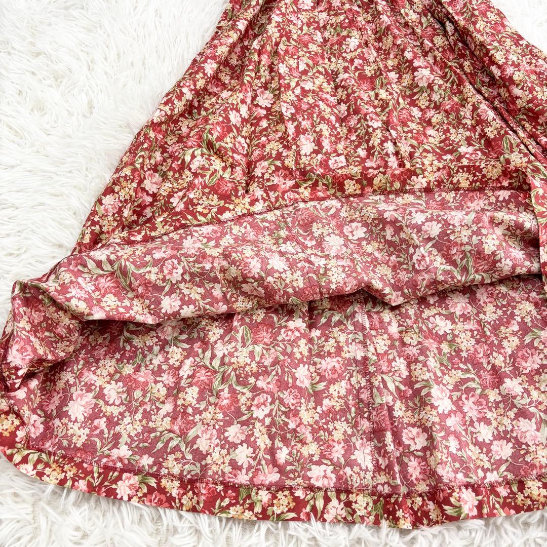 美品　ローラアシュレイ　ロングワンピース　花柄　ギャザー　プリーツ　ビンテージ