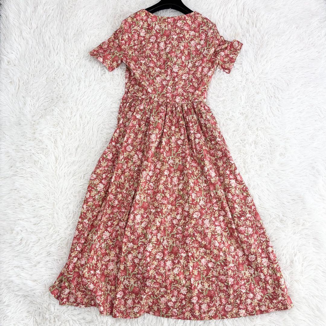 美品　ローラアシュレイ　ロングワンピース　花柄　ギャザー　プリーツ　ビンテージ