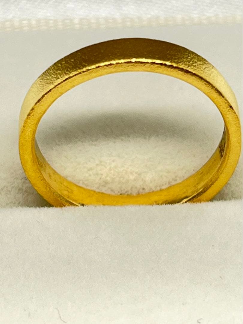 ゆずK24純金平打ちマットリング艶消し加工4.58g刻印ありハンドメイド