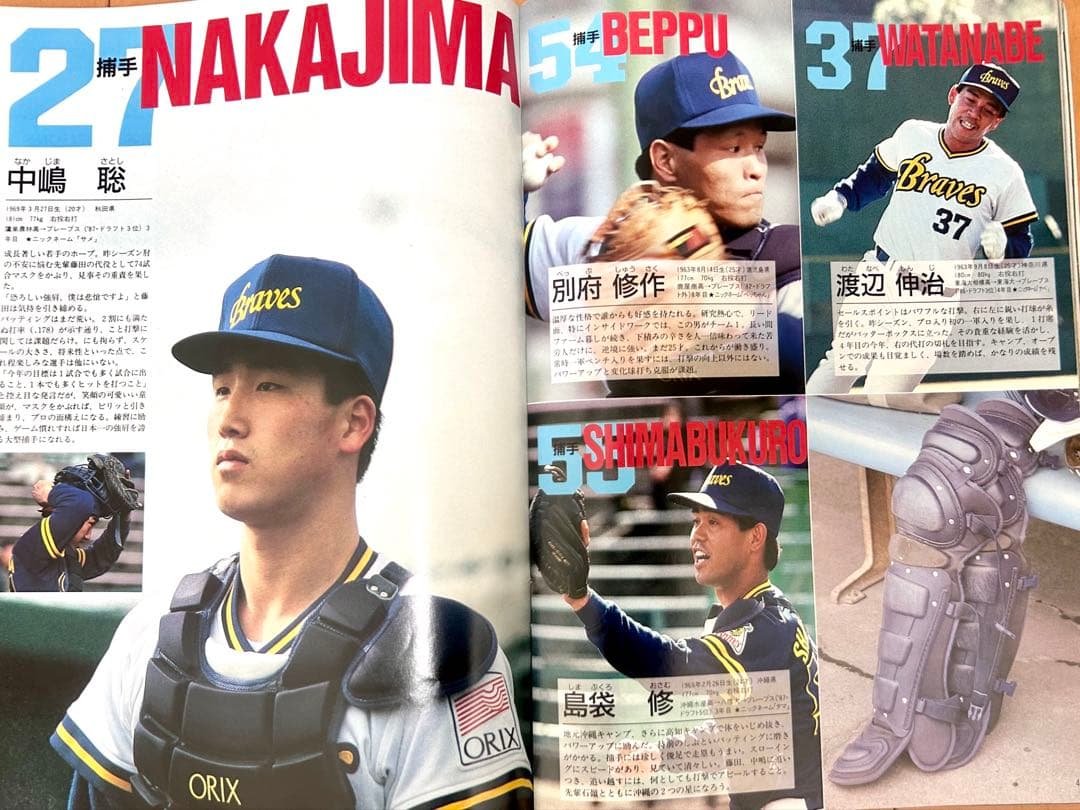 【希少・野球ファン必見】阪急ブレーブス応援旗とキャップ、1989年ブレーブス名鑑