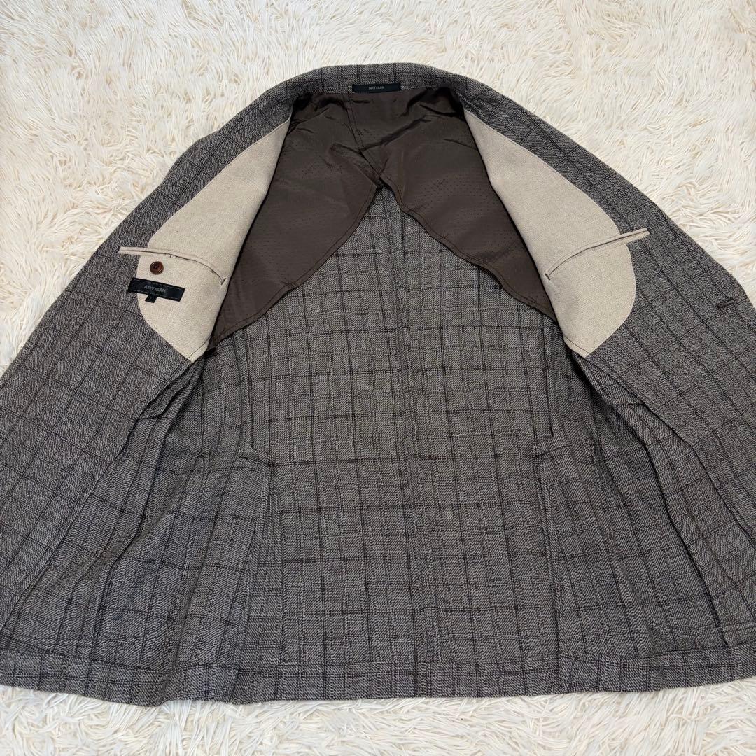 【カシミヤ】アルチザン テーラードジャケット モヘア シルク L グレー 本切迫