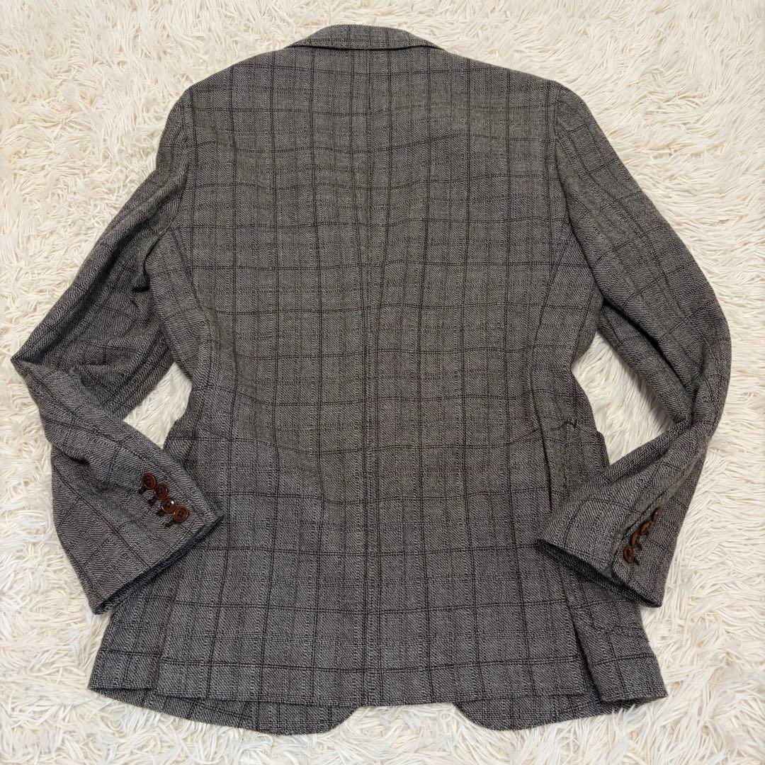 【カシミヤ】アルチザン テーラードジャケット モヘア シルク L グレー 本切迫