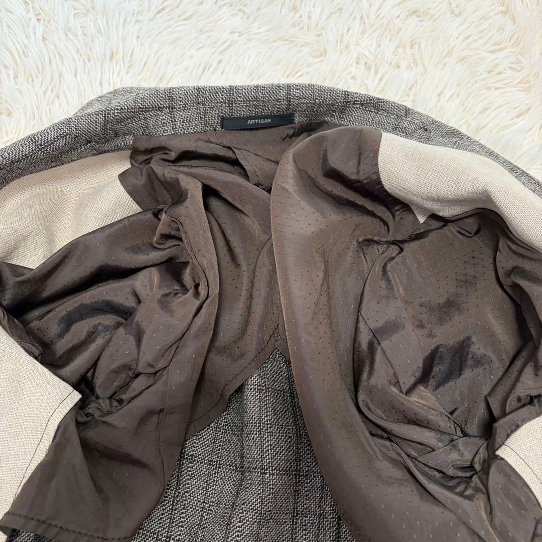 【カシミヤ】アルチザン テーラードジャケット モヘア シルク L グレー 本切迫