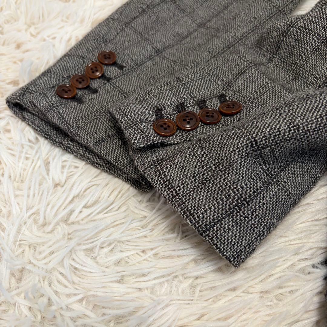 【カシミヤ】アルチザン テーラードジャケット モヘア シルク L グレー 本切迫