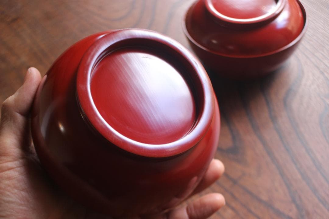 時代逸品！上質朱漆に極上松葉蒔絵の映えるお椀2点（検輪島塗雑煮椀煮物椀