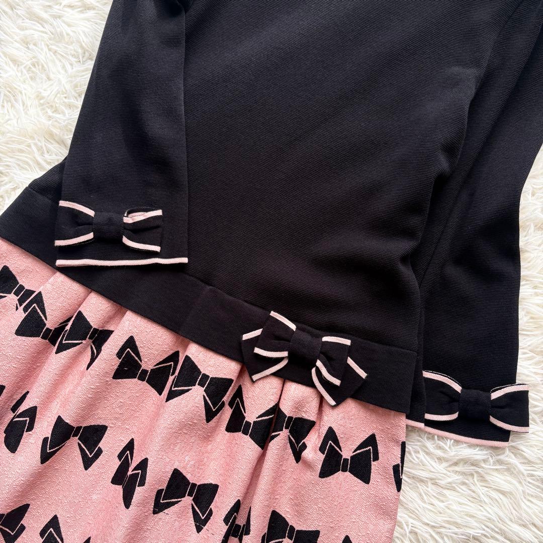 40サイズ　リボン　ジャガード　エムズグレイシー　ドッキング　ワンピース