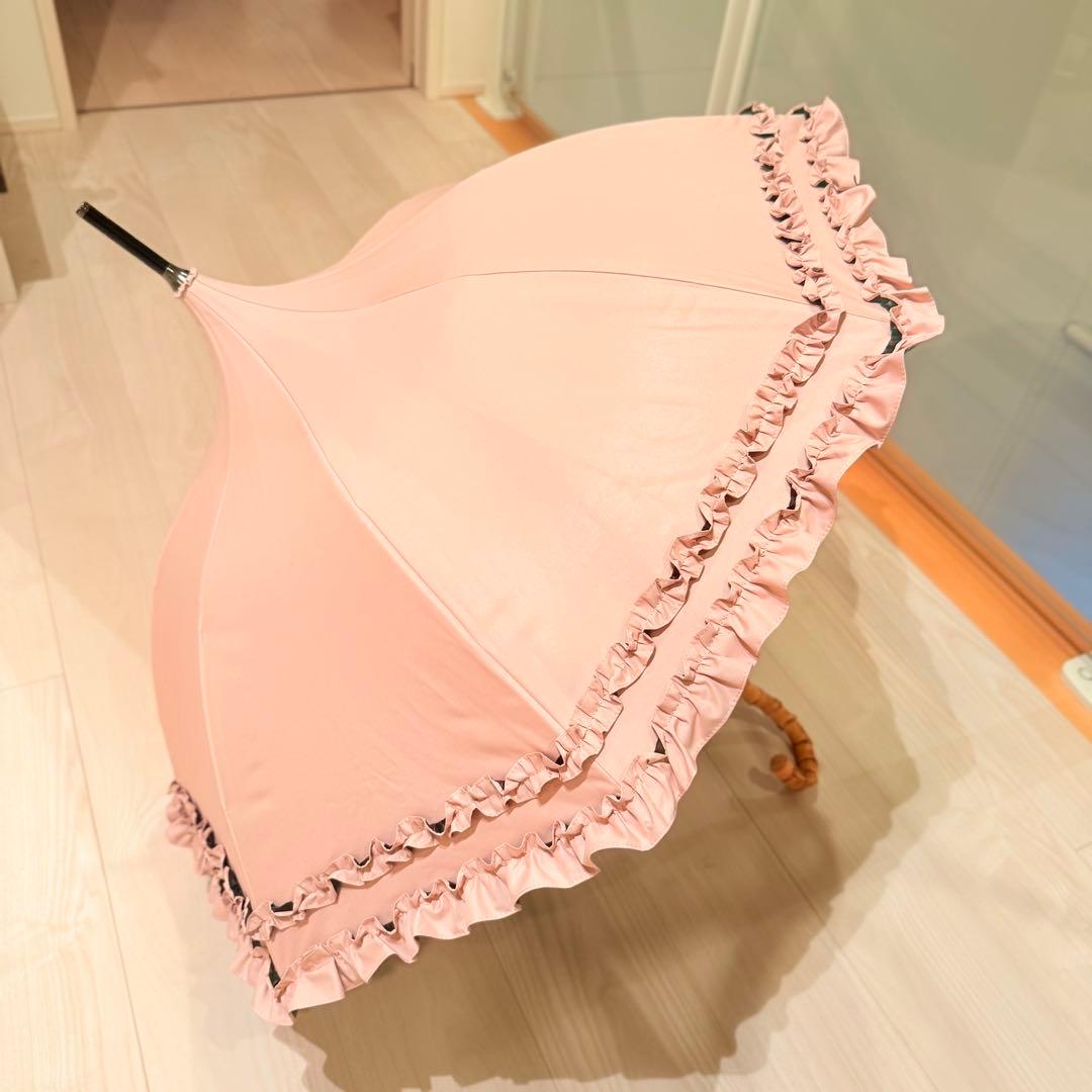 新品未使用 芦屋ロサブラン 日傘 ダブルフリル パゴダ 50cm 晴雨兼用