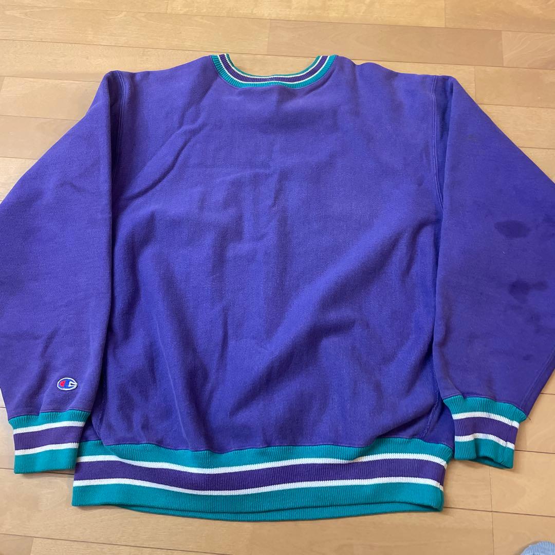 C*V様 XL パープル ターコイズ チャンピオン リバースウィーブ リブライン