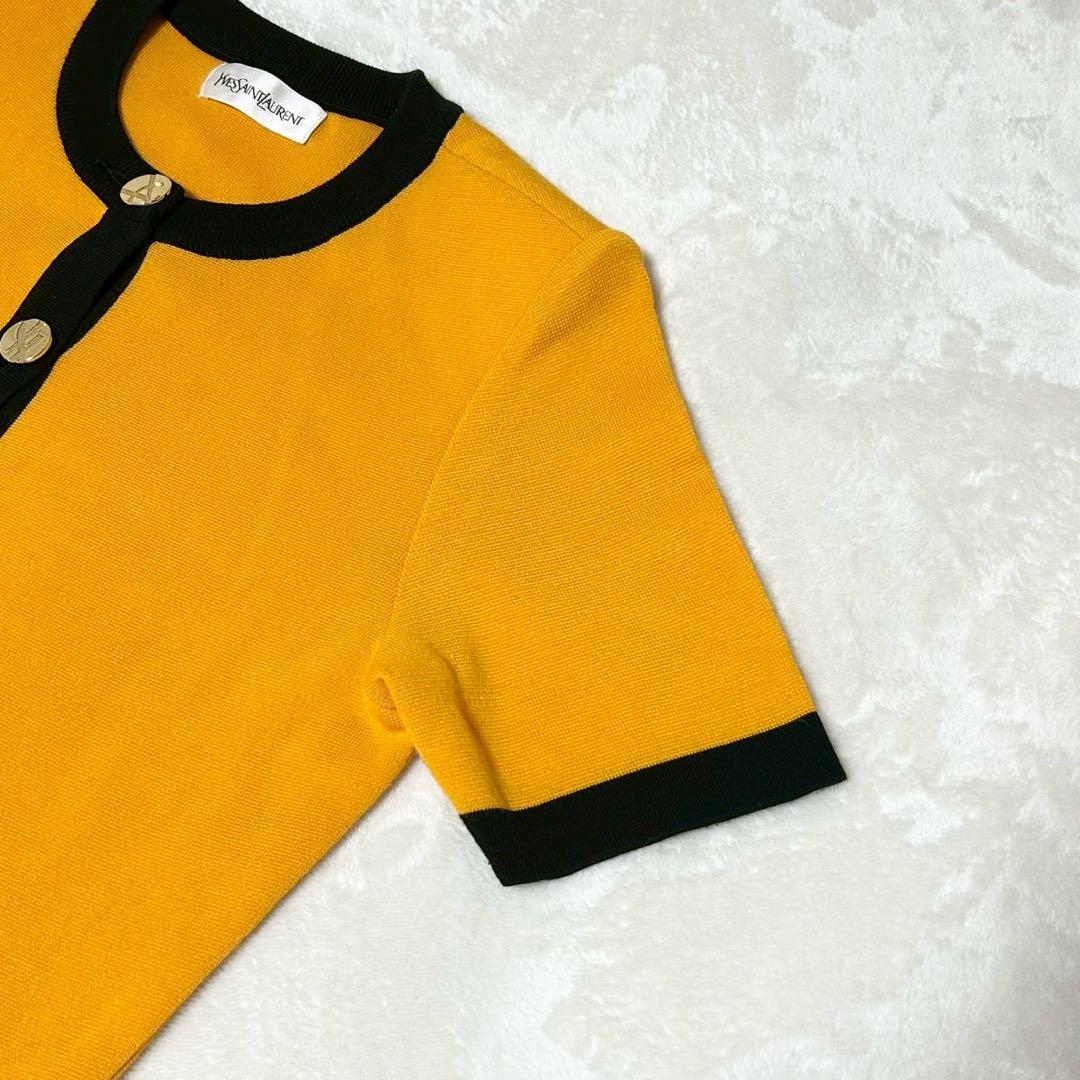 ★美品★イヴサンローラン　ワンピース　M カサンドラロゴ　金ボタン　バイカラー