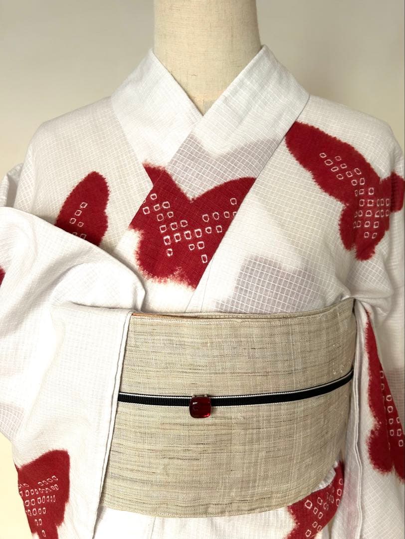 kikiさま専用 有松絞り浴衣・本麻帯・帯留3点セット