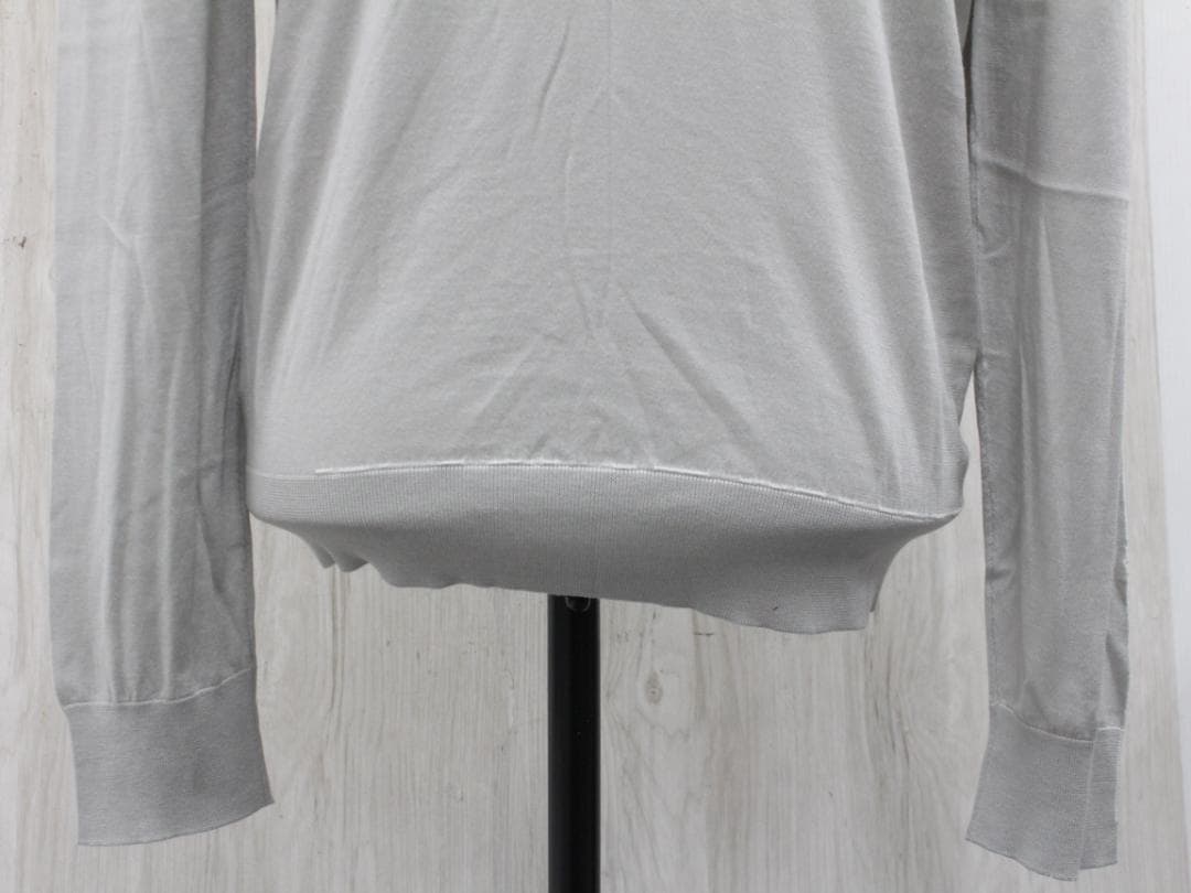 ▲HERMES エルメス クルーネックニットセーター コットン ライトグレー