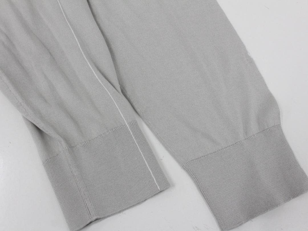 ▲HERMES エルメス クルーネックニットセーター コットン ライトグレー