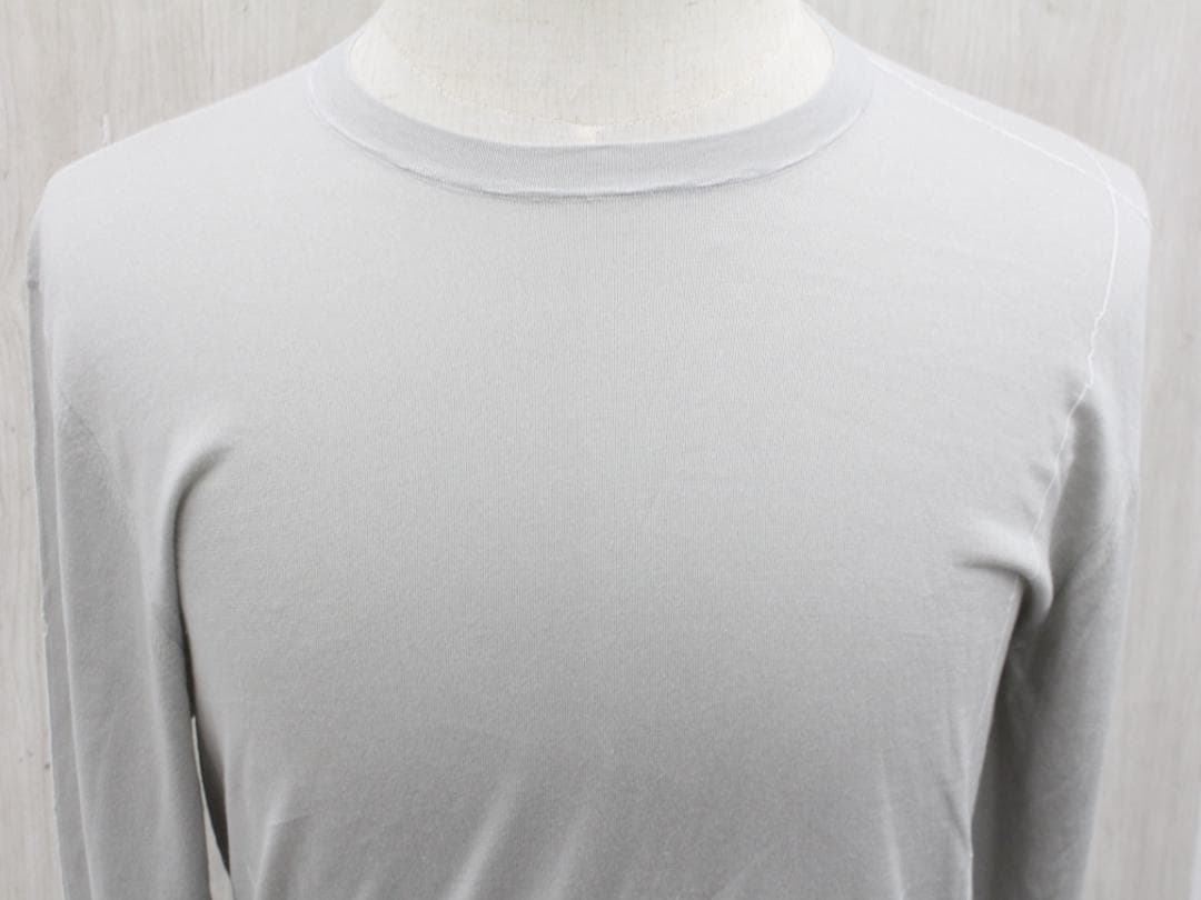 ▲HERMES エルメス クルーネックニットセーター コットン ライトグレー