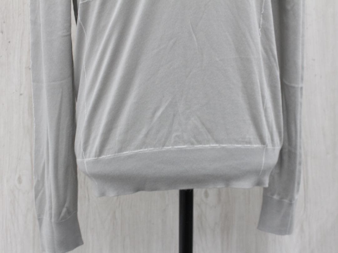 ▲HERMES エルメス クルーネックニットセーター コットン ライトグレー