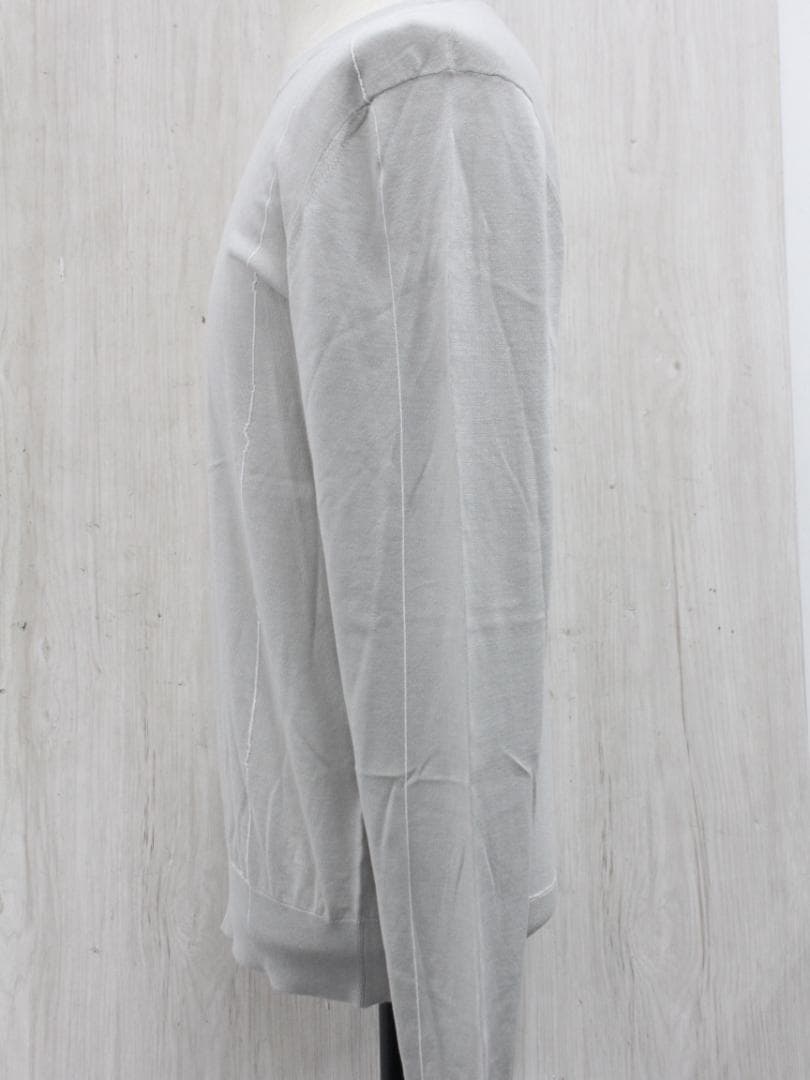 ▲HERMES エルメス クルーネックニットセーター コットン ライトグレー