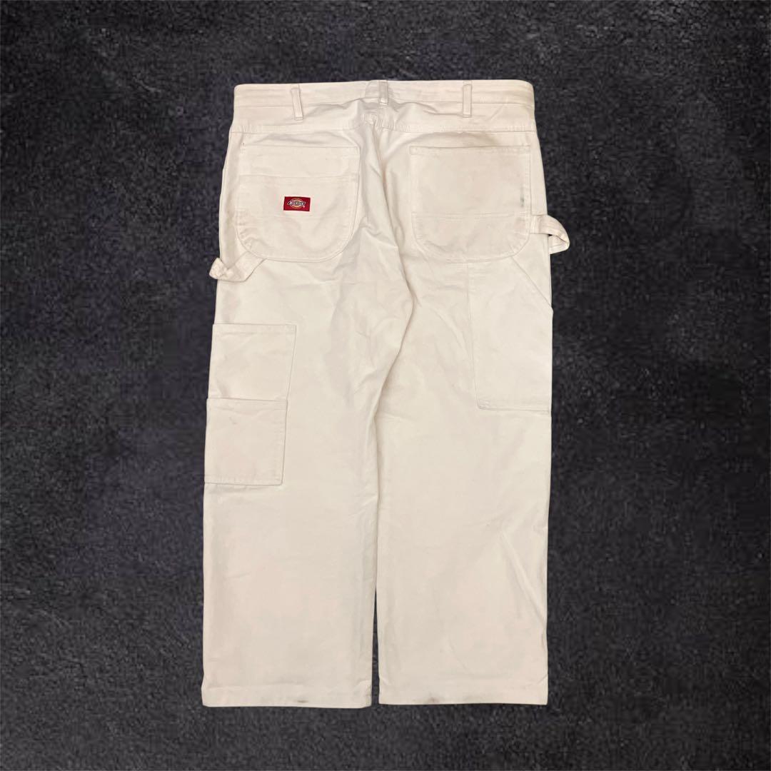 【良個体】00s Dickies ダブルニー 白 ペインターパンツ ボロ ペンキ