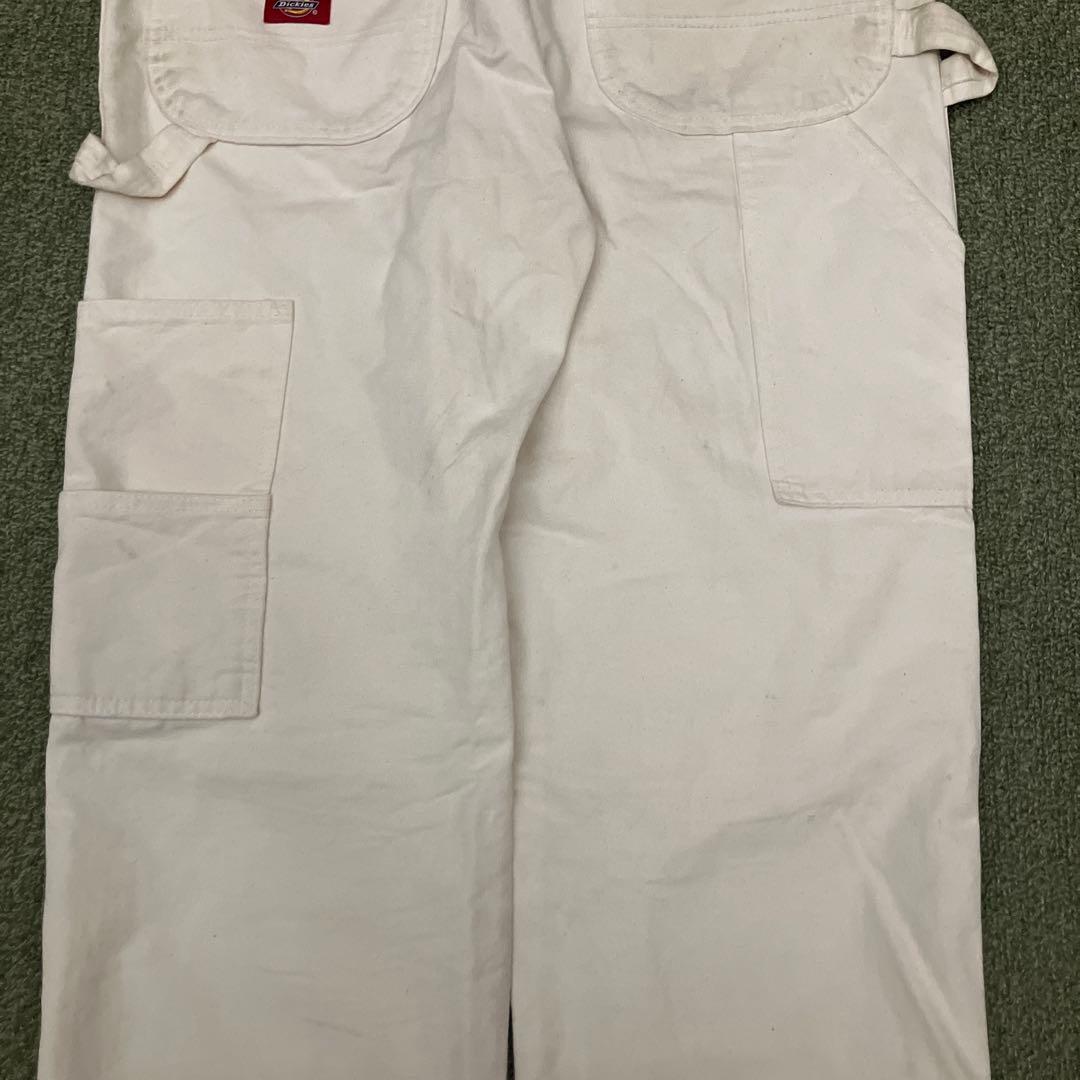 【良個体】00s Dickies ダブルニー 白 ペインターパンツ ボロ ペンキ