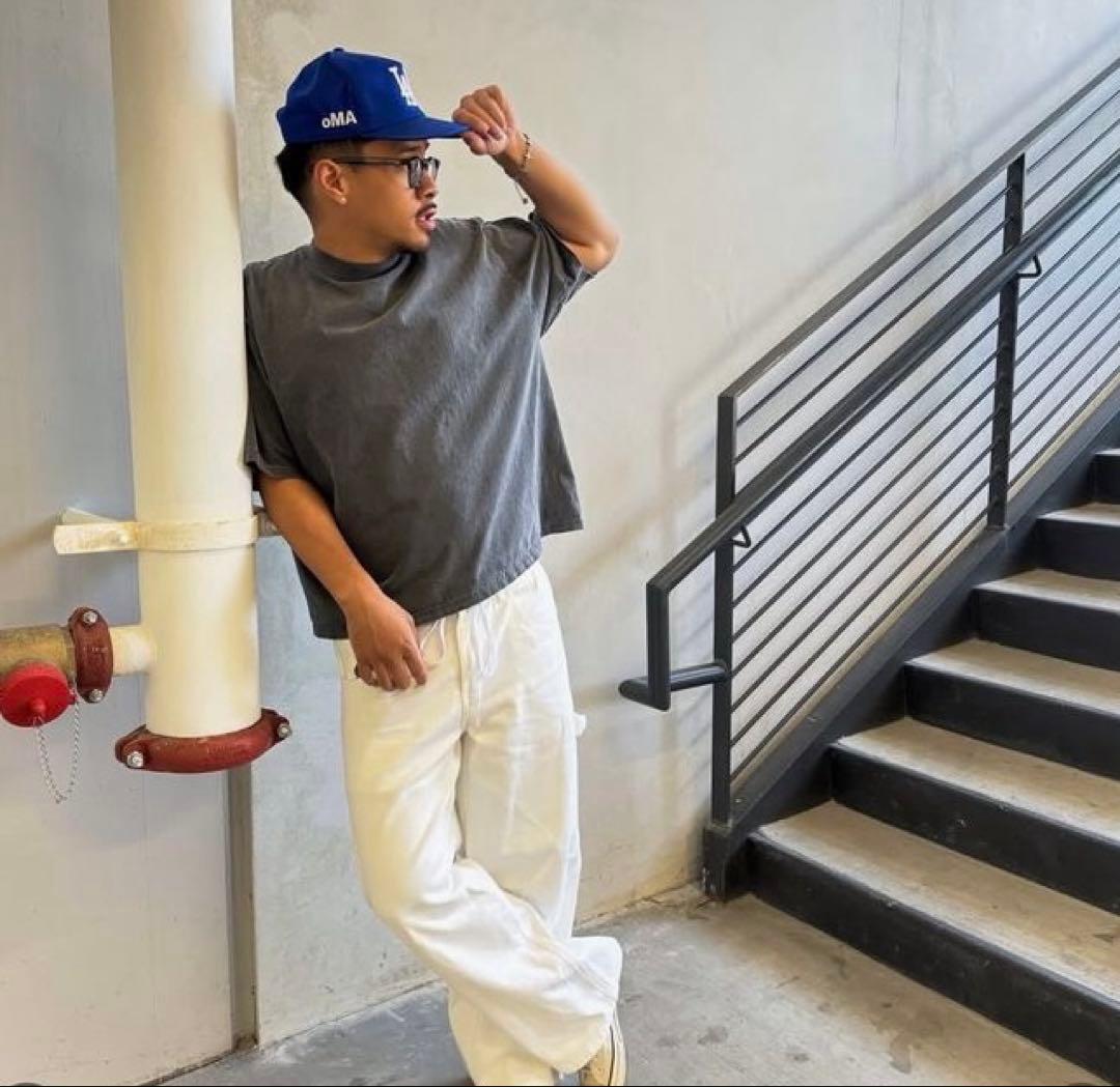 【良個体】00s Dickies ダブルニー 白 ペインターパンツ ボロ ペンキ