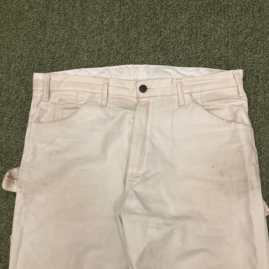 【良個体】00s Dickies ダブルニー 白 ペインターパンツ ボロ ペンキ