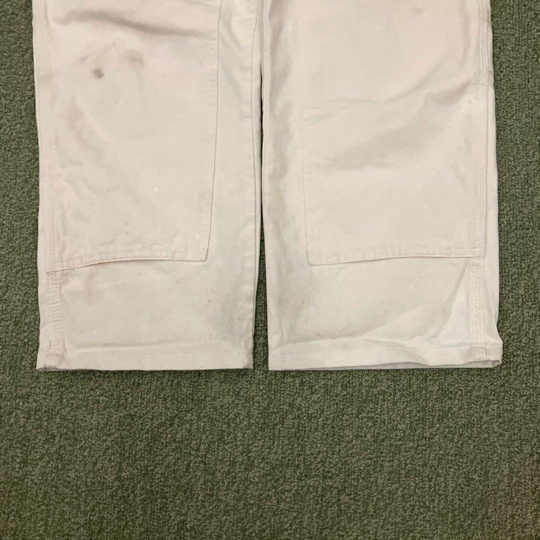 【良個体】00s Dickies ダブルニー 白 ペインターパンツ ボロ ペンキ