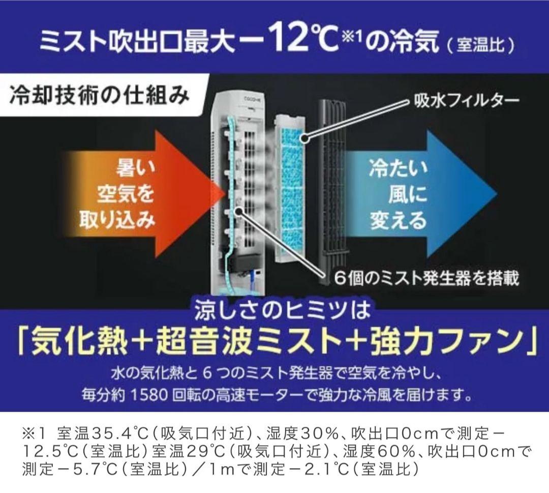 955　【新品未開封】　ここひえタワーT2 　ミスト冷却ファン　送料無料