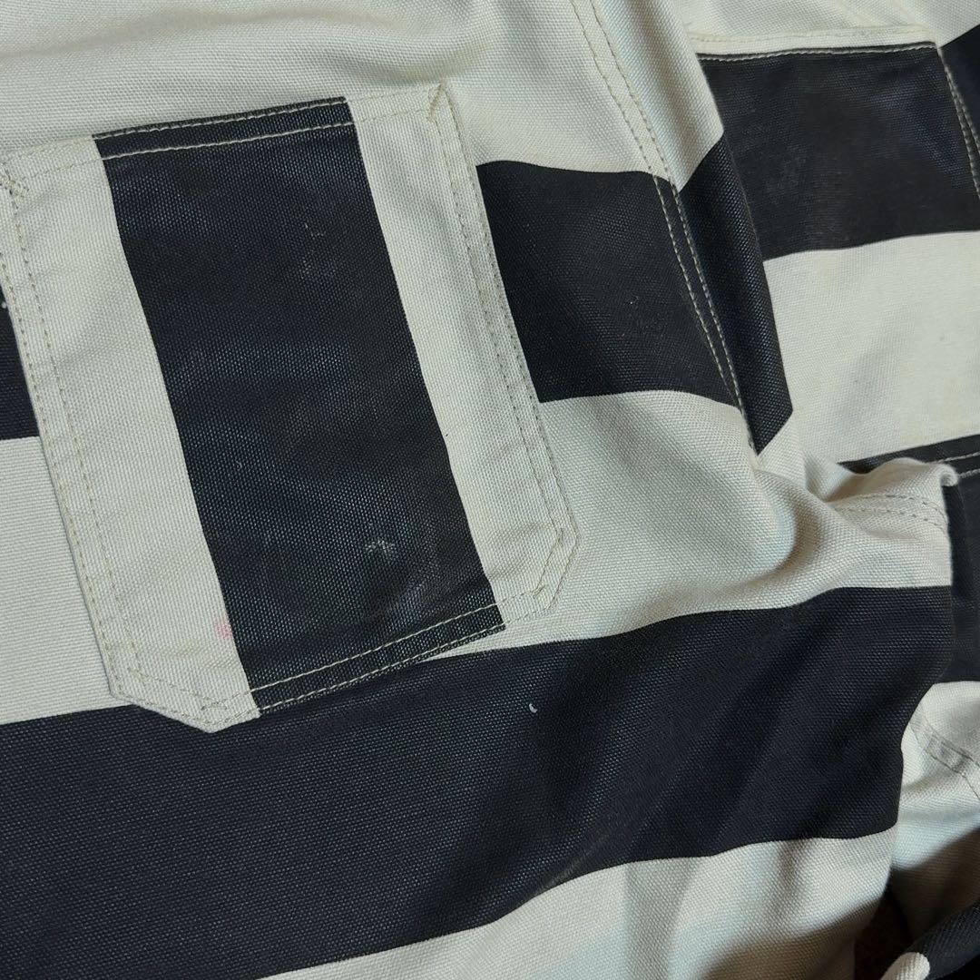 【古着】ロードランナー　プリズナーパンツ　囚人パンツ　ボーダー　ブラック　黒