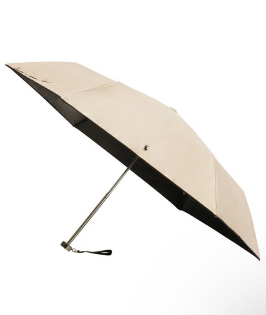 新品 ポロラルフローレン　折りたたみ　日傘 ベージュ ワンポイント　晴雨兼用