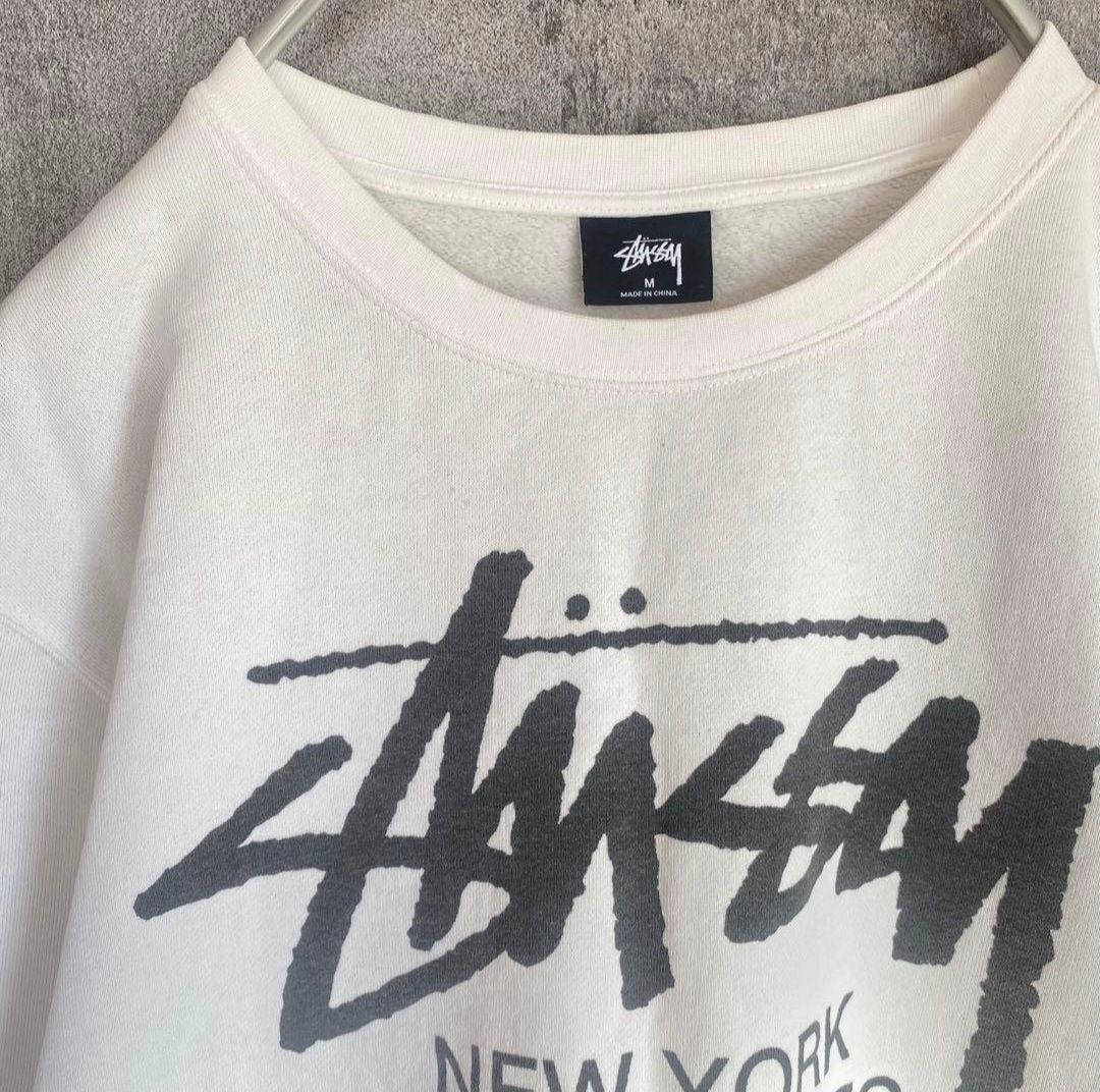 STUSSY ワールドツアー スウェット M ホワイト 定番 ゆるだぼ