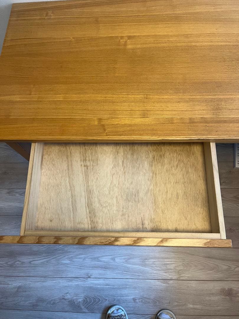 ナチュラルウッドデスク 引き出し付き